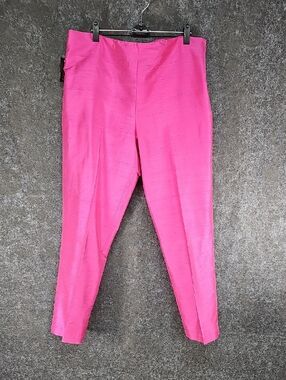 Lauren Ralph Lauren Silk Ankle Pants, High Rise, Side Zip, Silk, Hot Pink, 10